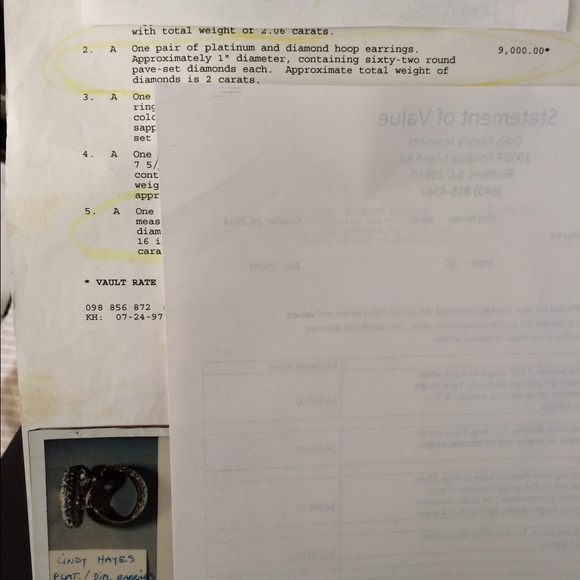 Pair of platinum and diamond hoop earrings. - Picture 4 of 8