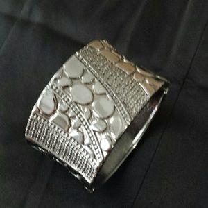 Fun silver tone cuff