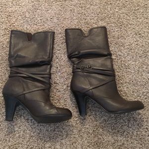 High heel brown boots