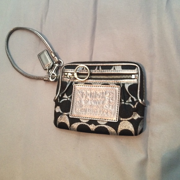 Coach Clutches & Wallets - Coach Poppy wristlet. Black and silver.
