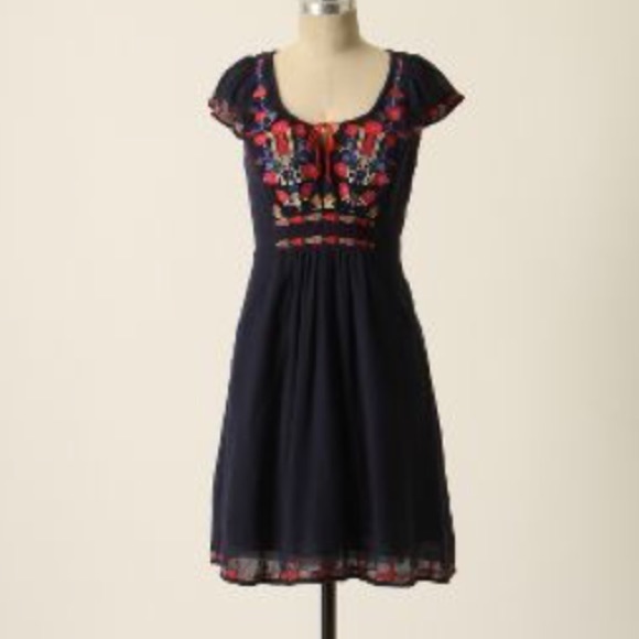Anthropologie Dresses & Skirts - Anthropologie Blue Manisa Dress Embroidered