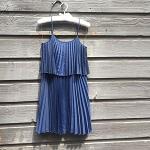 Charming Charlie navy pleated sleeveless dress