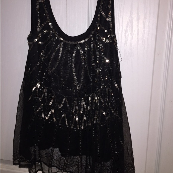 Bohemian black beaded tank