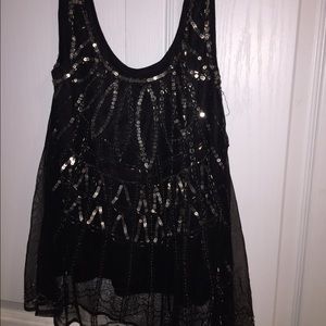 Bohemian black beaded tank