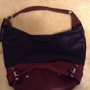 Black/saddle hobo leather bag