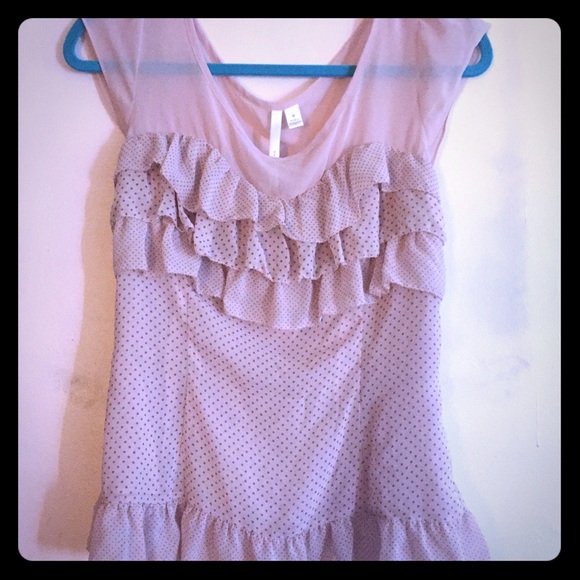 Lauren Conrad polka dot ruffle blouse