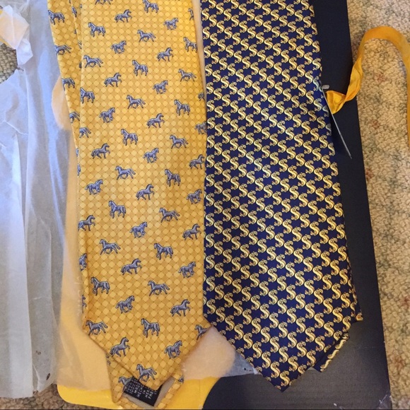 2 NEW Beaufort silk ties Tie Rack horse $ sign