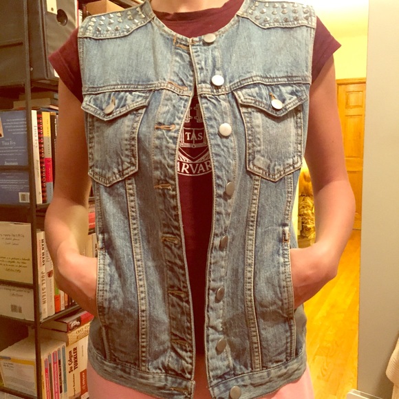 Forever 21 Jackets & Blazers - Jean Vest with Studded Shoulders