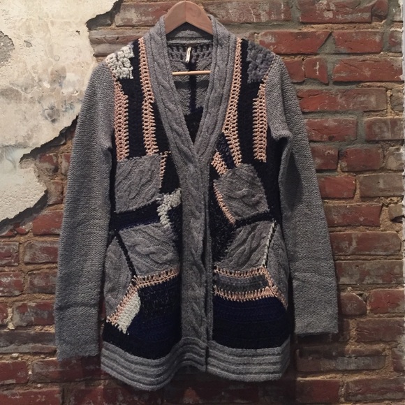 Free People - Patchwork Mixed Yarn Cardigan