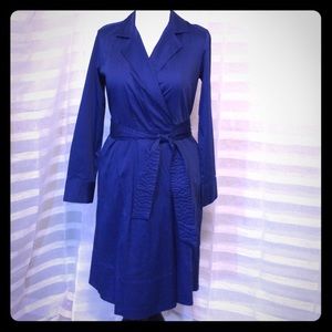 Talbots NWT royal blue cotton wrap dress sz 12