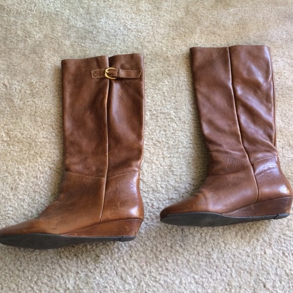 Steve Madden Cognac Boots with Gold Buckle