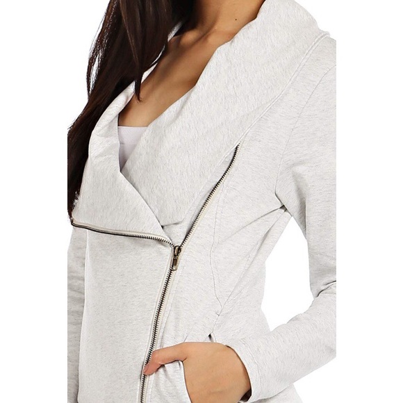 Asymmetric Zipper Trim Jacket - Picture 2 of 4