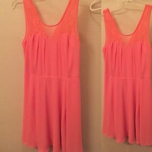 Express coral or light pink dress.