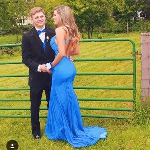 GLITZ ROYAL BLUE PROM DRESS WORN ONCE