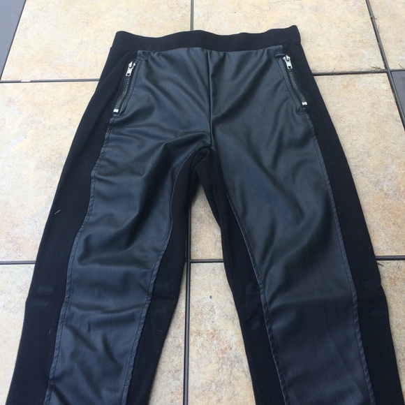 Faux leather panel leggings.