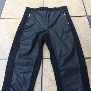 Faux leather panel leggings.