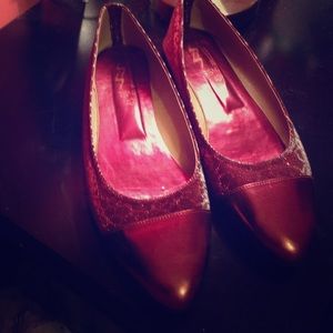 Red pointed toe flats
