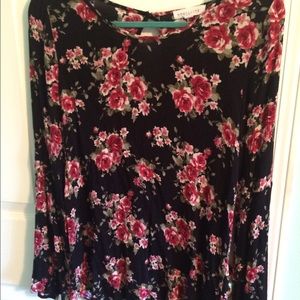 Red and black floral long sleeved top from Tilly's