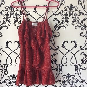 Red Polka Dot Ruffle Top