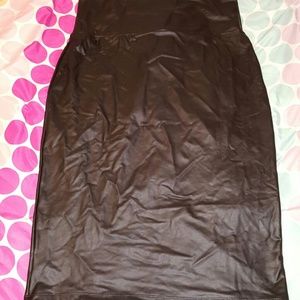 Black leatherette high waisted pencil skirt