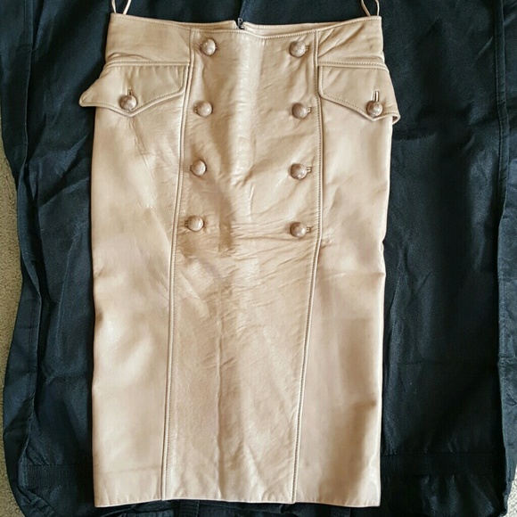 Tan Leather YSL Skirt