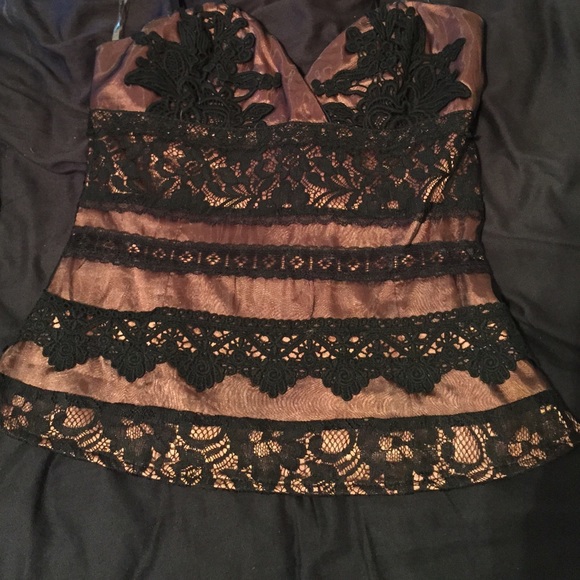 Beautiful rustic gold top with black lace.