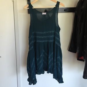 Free People Turquoise Voile and Lace Trapeze Dress
