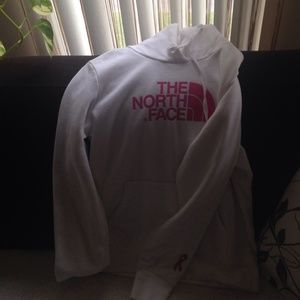 WHITE AND PINK NORTHFACE