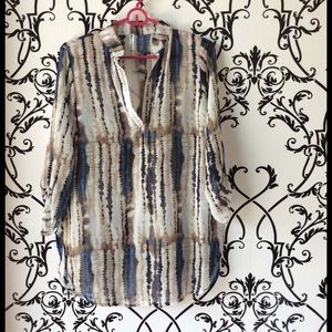 Sheer Blue & Cream Tie Dye Blouse