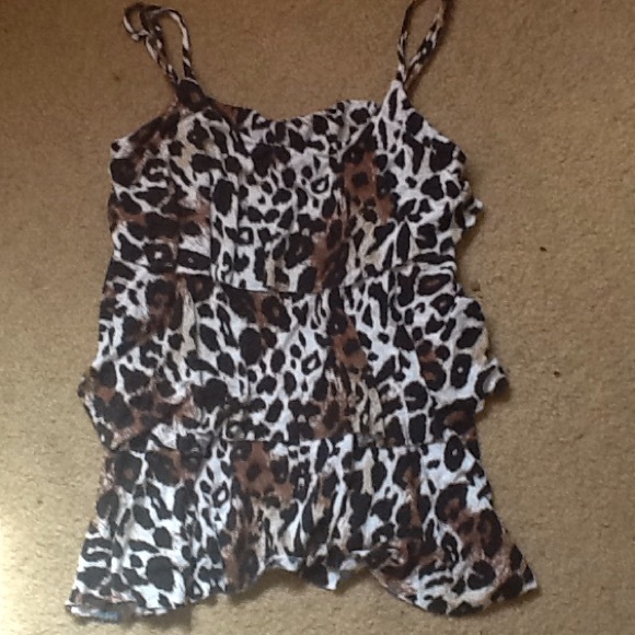 Cheetah top & black tank top.