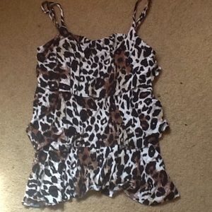 Cheetah top & black tank top.