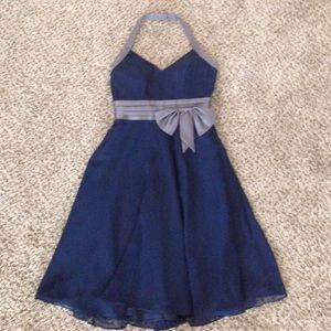 Navy and grey cocktail dress