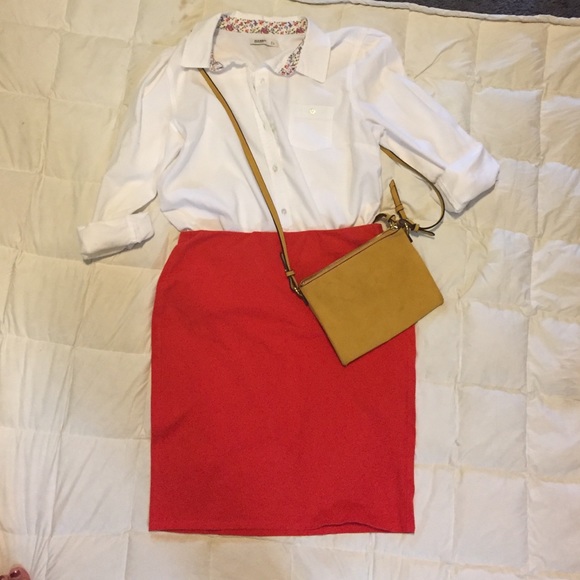 Bright Orange-Red Pencil Skirt