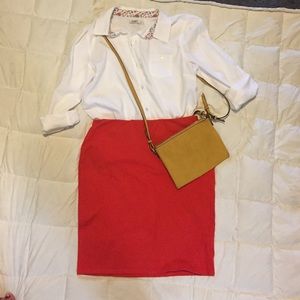 Bright Orange-Red Pencil Skirt