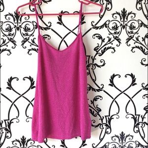 Express Hot Pink Metallic Shimmer Top - Sleeveless