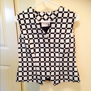 Black and white check vest