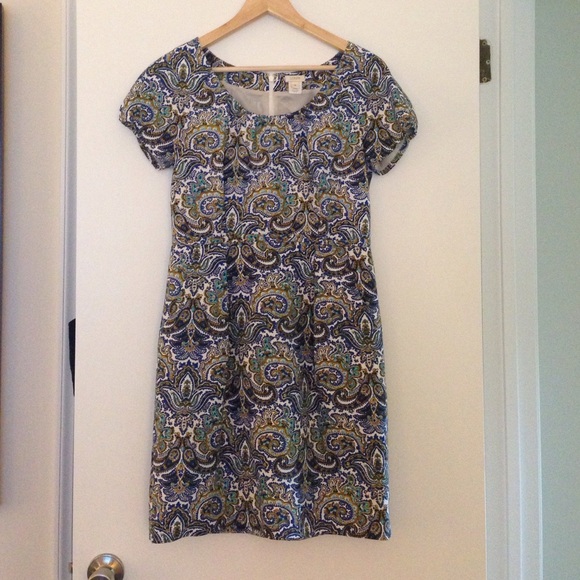 J.Crew blue paisley print silk blend dress