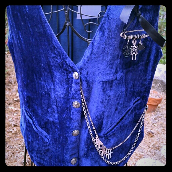 Blue velvet vest