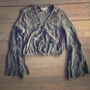 Crop open cut Lacey festival shirt