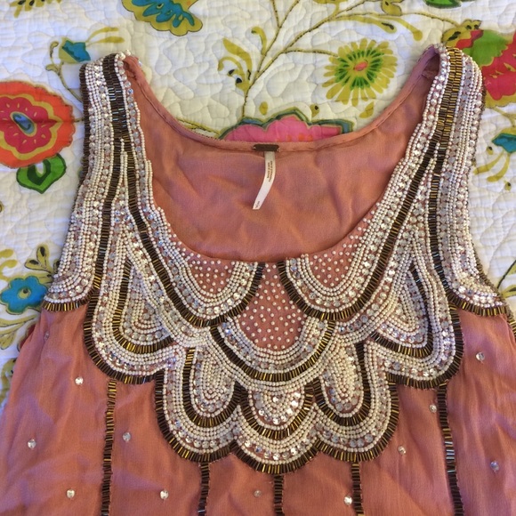 Free people beaded blush top - Picture 2 of 4
