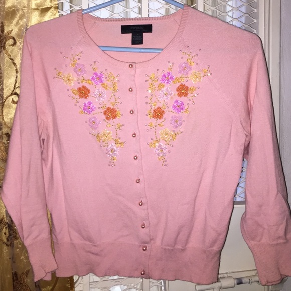 Pink embellished sweater from express