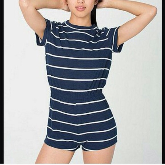 American Apparel Pants - ✨rARe✨ AA ROMPER - NAVY WHITE - STRIPE