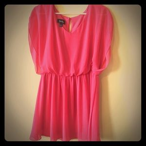 Coral Butterfly Sleeve Dress w/ Belt