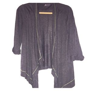 Grey Sparkle & Fade cardigan with green stitching