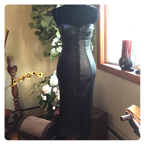 faux leather corset dress