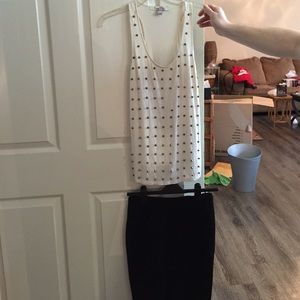 White tank top with gold studs&dress skirt