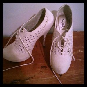 Off white perforated heels