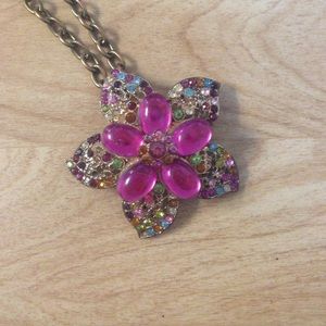 Pink flowered necklace
