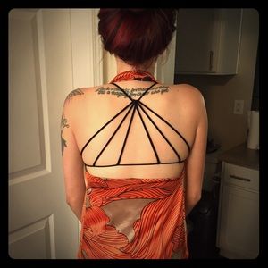 Remain printed halter cowl neck top