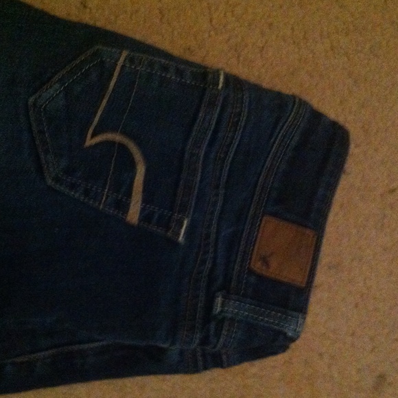 Denim stretch jeans cut off to knee , dark - Picture 1 of 1